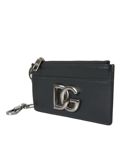 Dolce & Gabbana Black Calfskin Leather DG Logo Card Holder Wallet Men Dolce & Gabbana