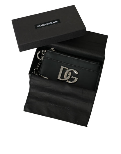 Dolce & Gabbana Black Calfskin Leather DG Logo Card Holder Wallet Men Dolce & Gabbana