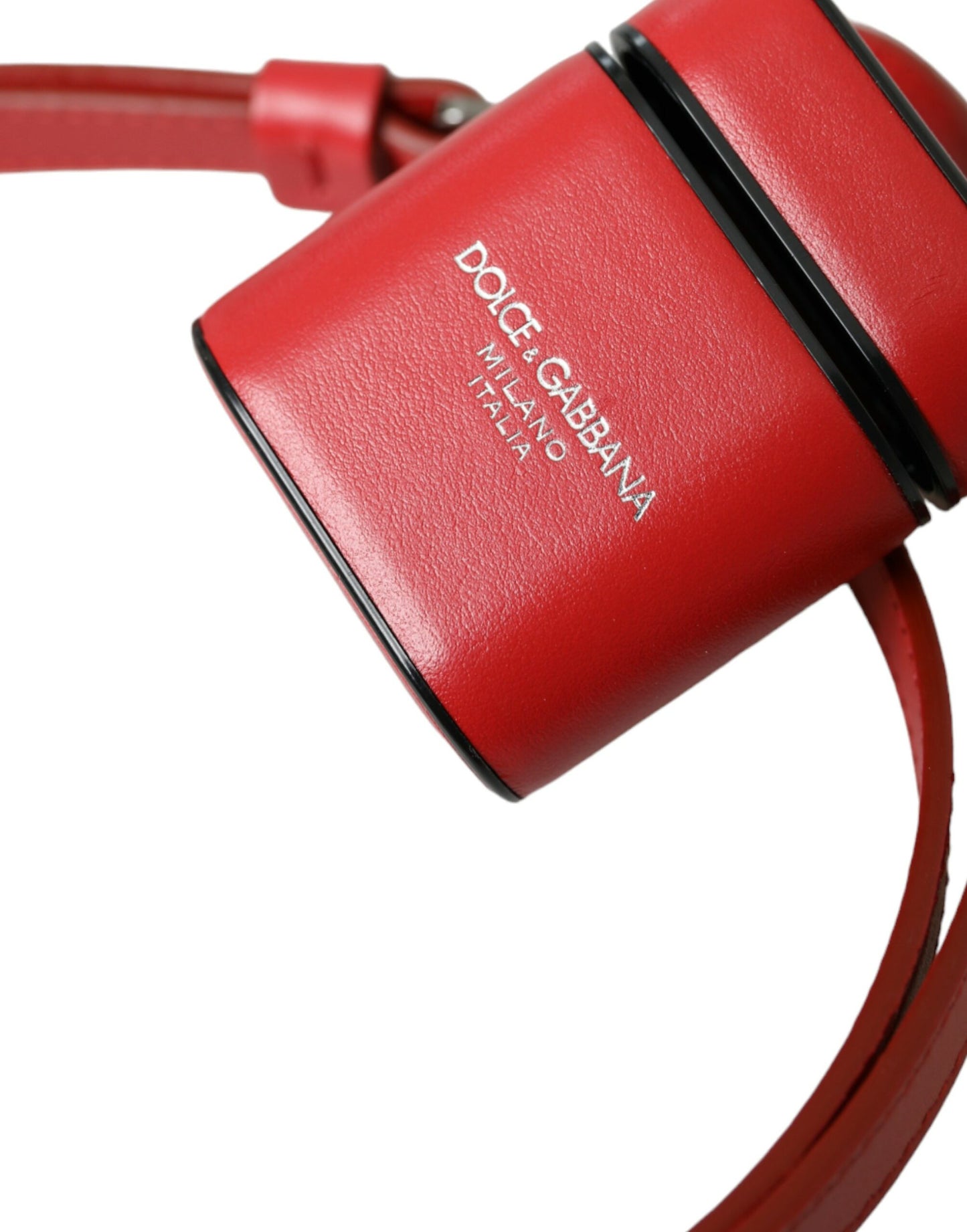 Dolce & Gabbana Red Calfskin Leather Logo Print Strap Men Airpods Case Dolce & Gabbana