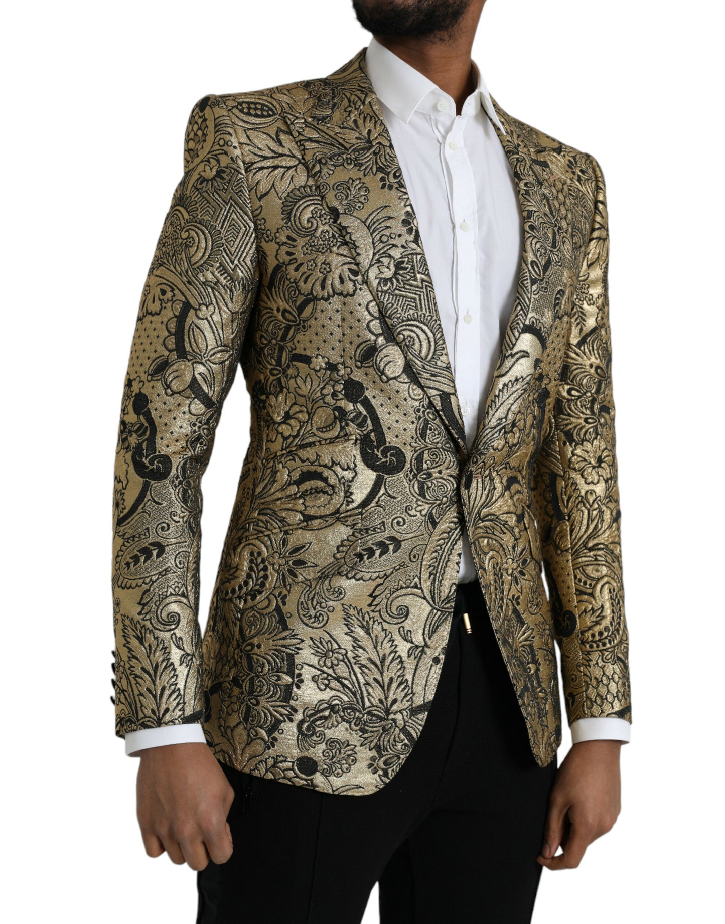 Dolce & Gabbana Gold SICILIA Jacquard Single Breasted Coat Blazer Dolce & Gabbana