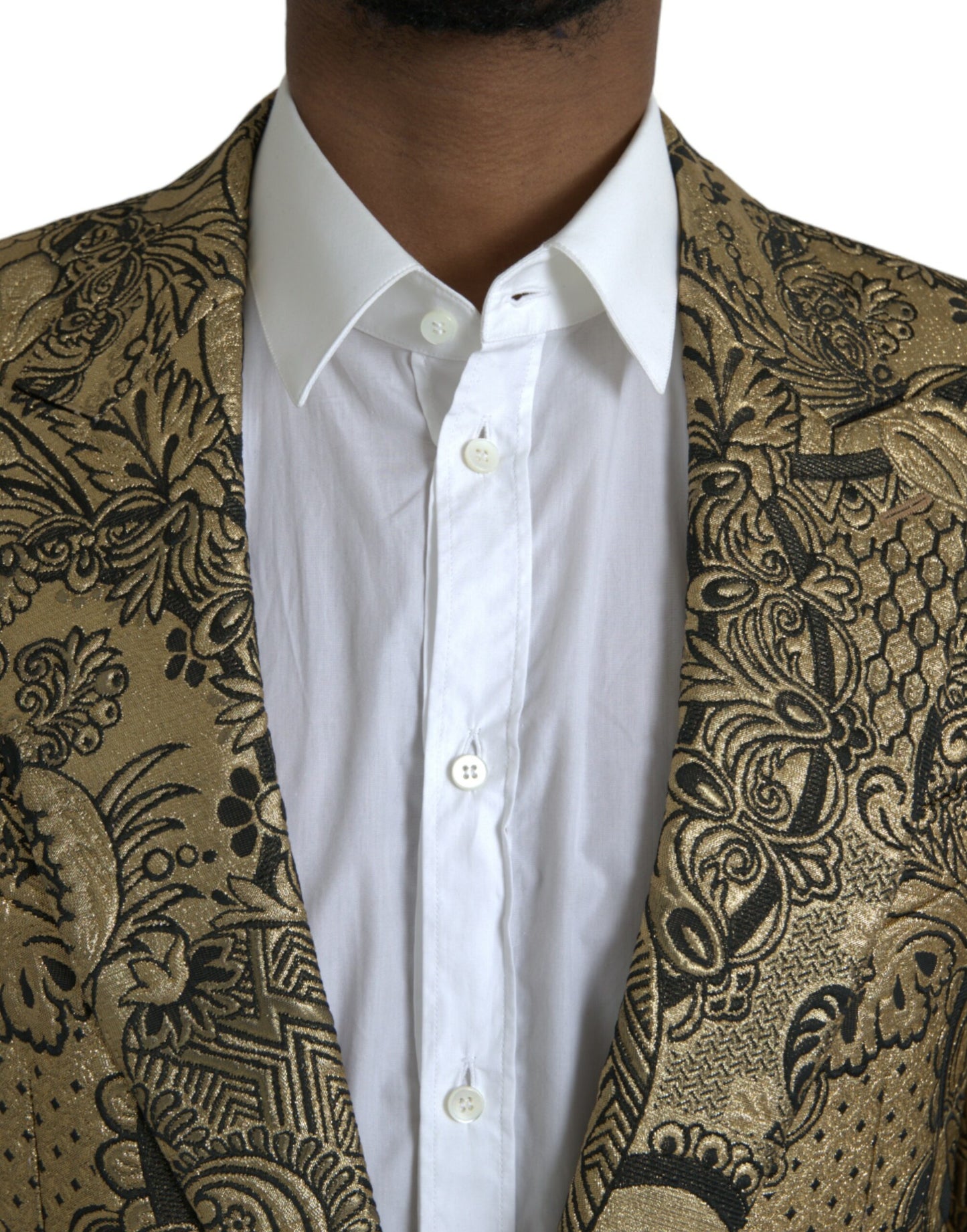 Dolce & Gabbana Gold SICILIA Jacquard Single Breasted Coat Blazer Dolce & Gabbana