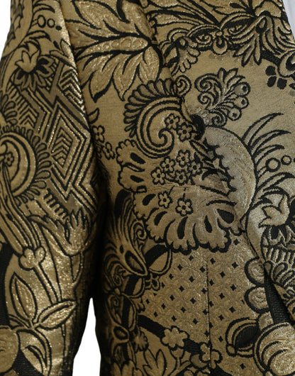 Dolce & Gabbana Gold SICILIA Jacquard Single Breasted Coat Blazer Dolce & Gabbana