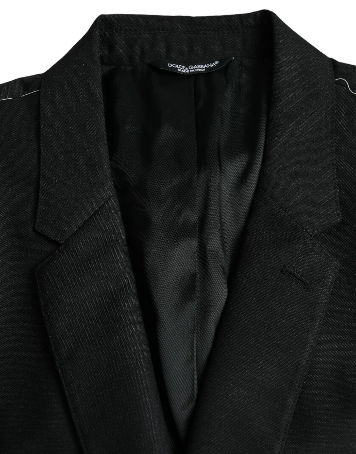 Dolce & Gabbana Black Wool Notch SingleBreasted Coat Blazer Dolce & Gabbana