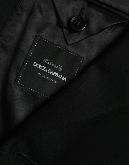 Dolce & Gabbana Black Wool Peak Single Breasted Coat Blazer Dolce & Gabbana