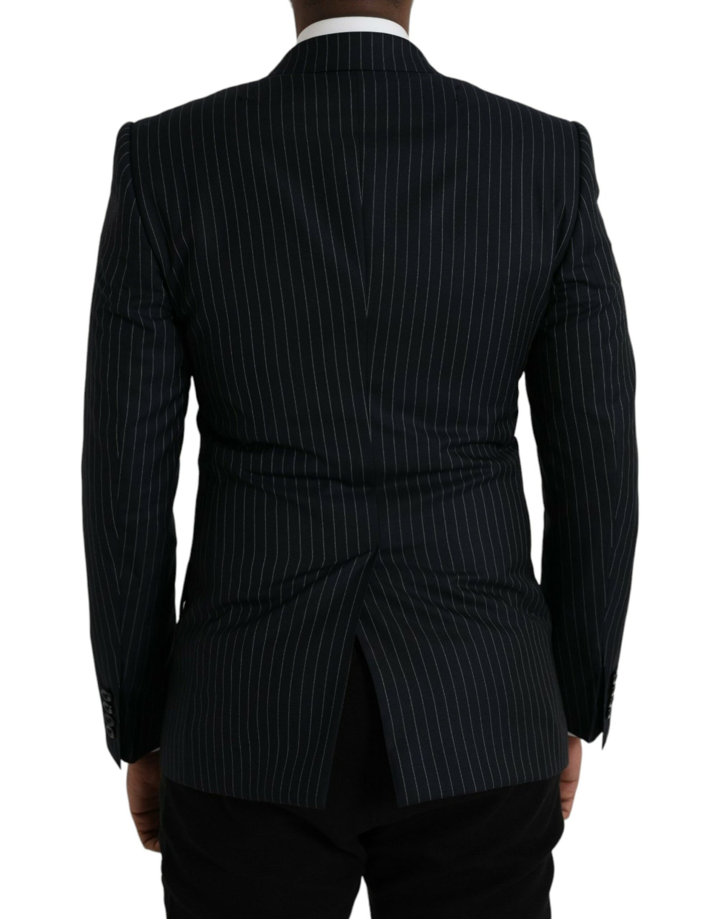 Dolce & Gabbana Black Stripe SICILIA Double Breasted Coat Blazer Dolce & Gabbana