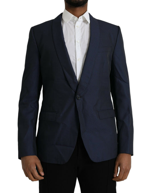 Dolce & Gabbana Blue MARTINI Shawl Single Breasted Blazer Dolce & Gabbana