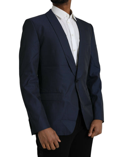 Dolce & Gabbana Blue MARTINI Shawl Single Breasted Blazer Dolce & Gabbana