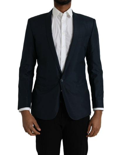 Dolce & Gabbana Blue MARTINI Shawl Single Breasted Blazer Dolce & Gabbana