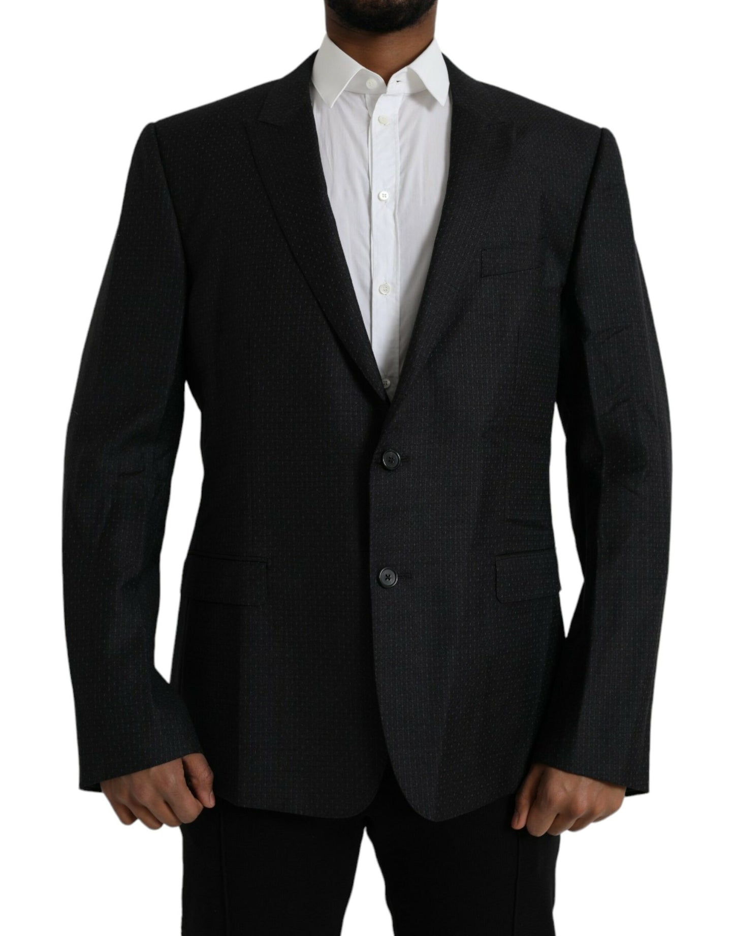 Dolce & Gabbana Black Wool MARTINI Single Breasted Coat Blazer Dolce & Gabbana