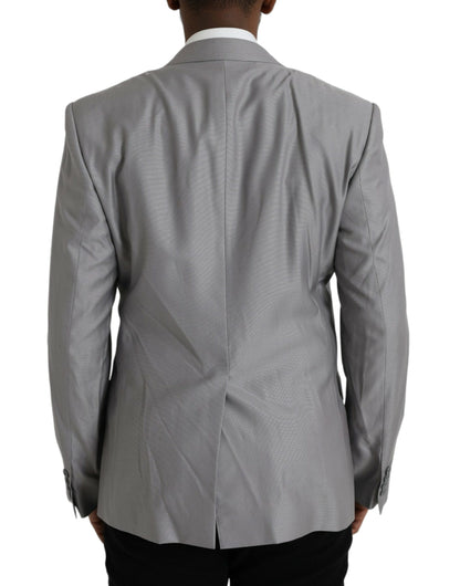 Dolce & Gabbana Gray Wool Peak Single Breasted Coat Blazer Dolce & Gabbana