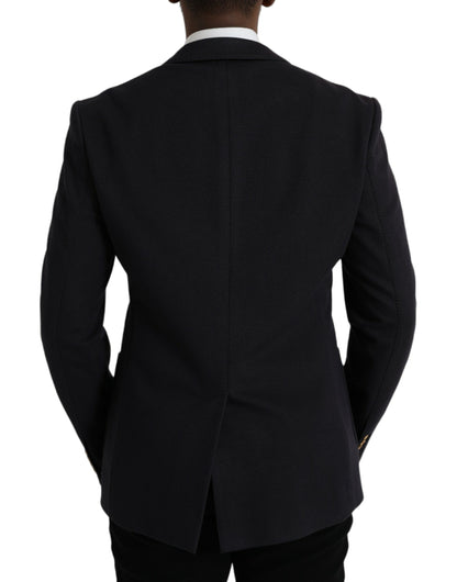 Dolce & Gabbana Dark Blue Crown Bee Double Breasted Blazer Dolce & Gabbana