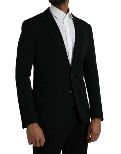 Dolce & Gabbana Black Wool Notch Single Breasted Coat Blazer Dolce & Gabbana