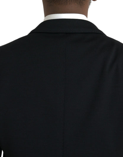 Dolce & Gabbana Black Wool Notch Single Breasted Coat Blazer Dolce & Gabbana