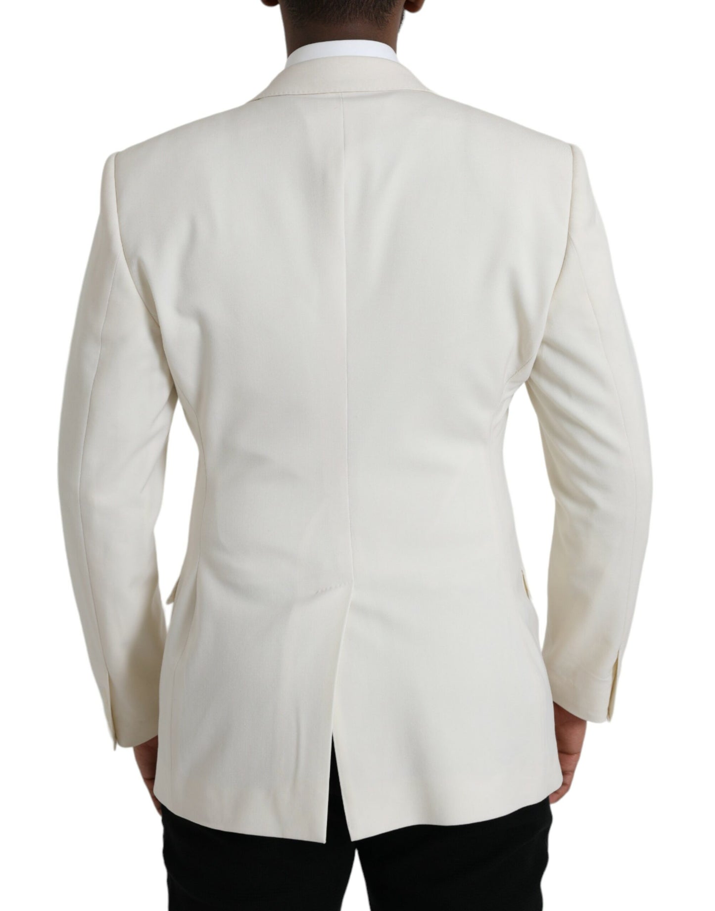 Dolce & Gabbana White Wool MARTINI Double Breasted Blazer Dolce & Gabbana