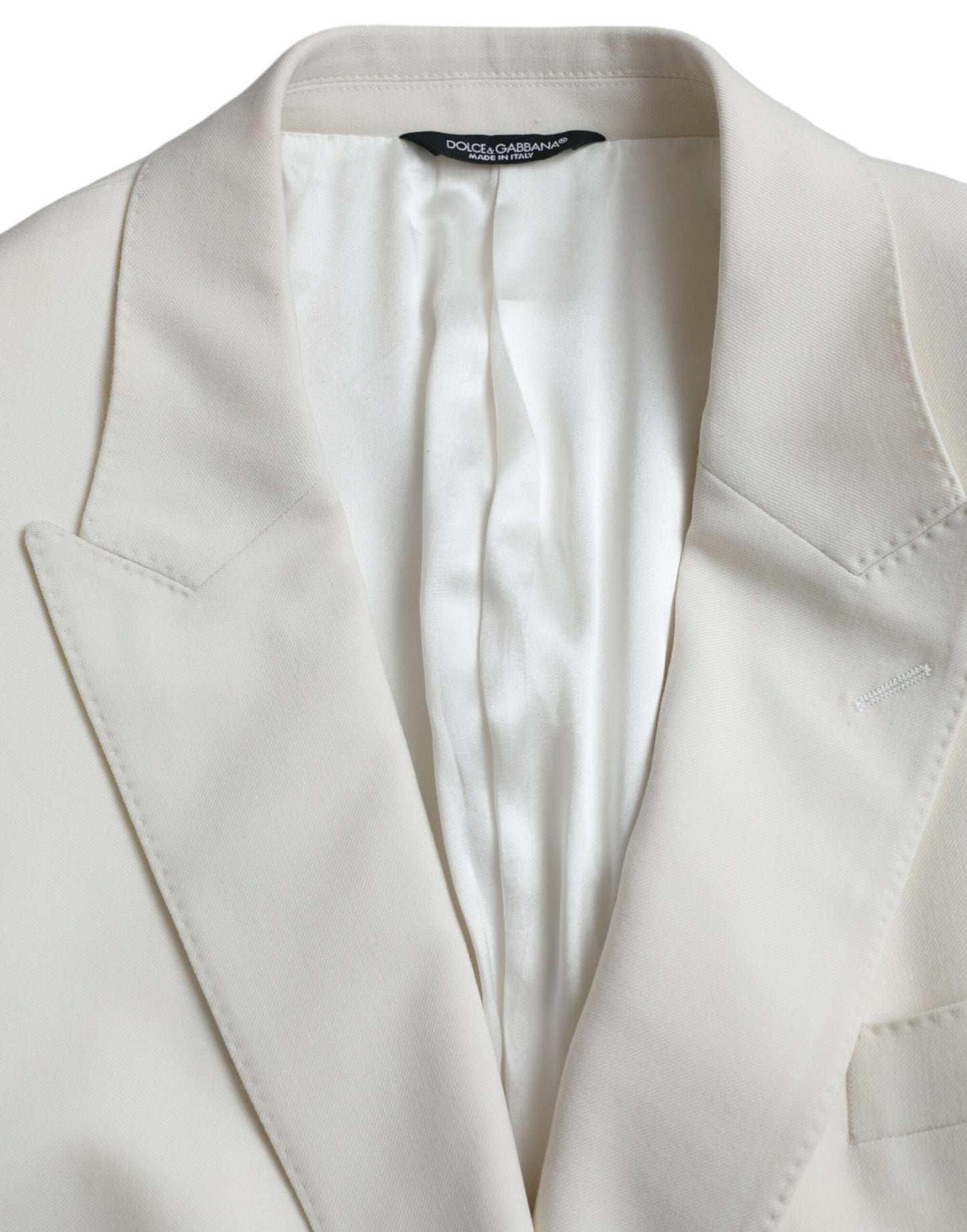 Dolce & Gabbana White Wool MARTINI Double Breasted Blazer Dolce & Gabbana