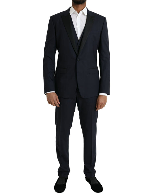 Dolce & Gabbana Dark Blue MARTINI Wool Formal 3 Piece Suit Dolce & Gabbana