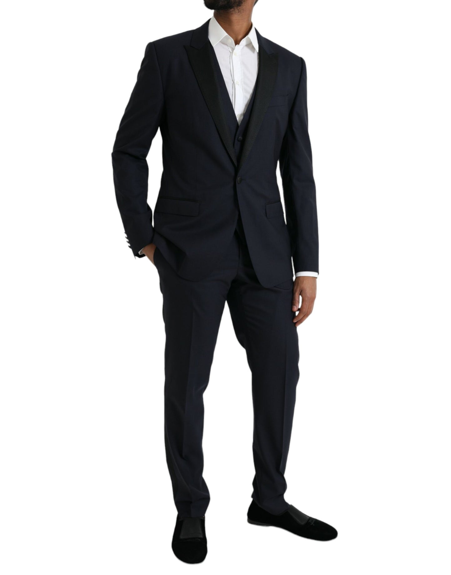 Dolce & Gabbana Dark Blue MARTINI Wool Formal 3 Piece Suit Dolce & Gabbana