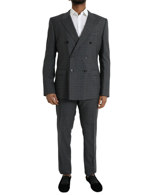 Dolce & Gabbana Gray Plaid Wool MARTINI Formal 2 Piece Suit Dolce & Gabbana