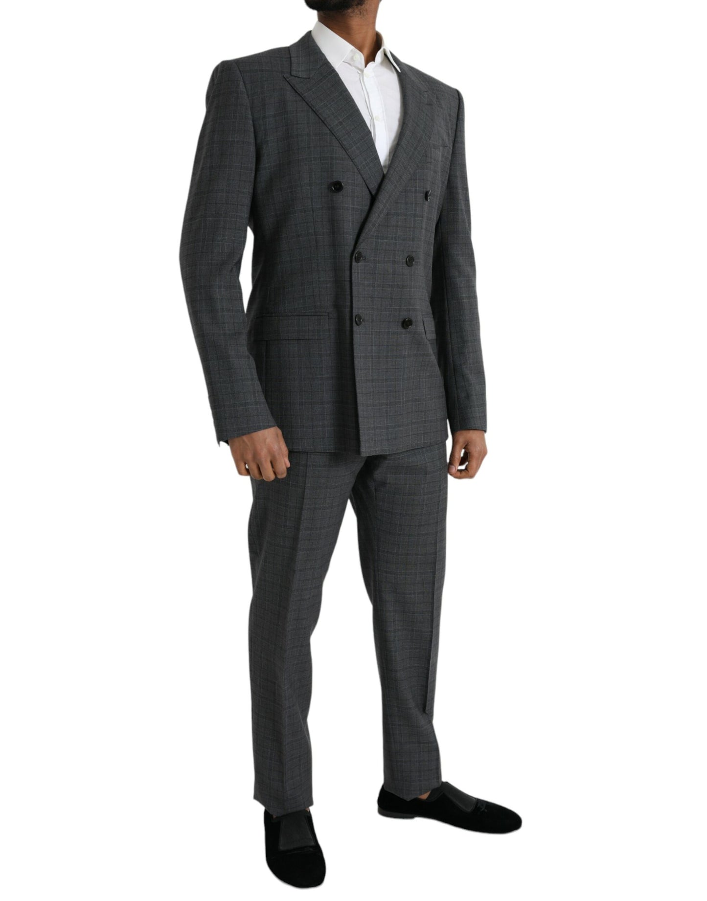 Dolce & Gabbana Gray Plaid Wool MARTINI Formal 2 Piece Suit Dolce & Gabbana