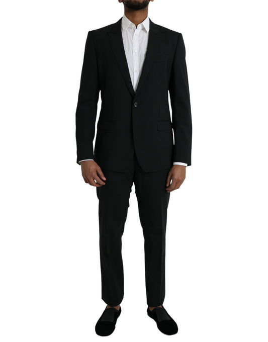 Dolce & Gabbana Black Wool MARTINI Formal 2 Piece Suit Dolce & Gabbana