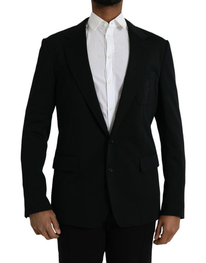 Dolce & Gabbana Black Wool Single Breasted Coat Blazer Dolce & Gabbana