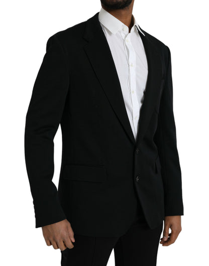 Dolce & Gabbana Black Wool Single Breasted Coat Blazer Dolce & Gabbana