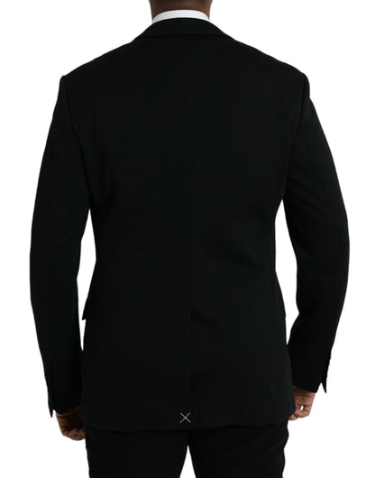 Dolce & Gabbana Black Wool Single Breasted Coat Blazer Dolce & Gabbana