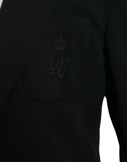 Dolce & Gabbana Black Wool Single Breasted Coat Blazer Dolce & Gabbana