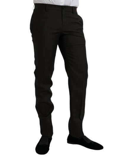 Dolce & Gabbana Dark Brown Wool Slim Fit Formal Pants Dolce & Gabbana