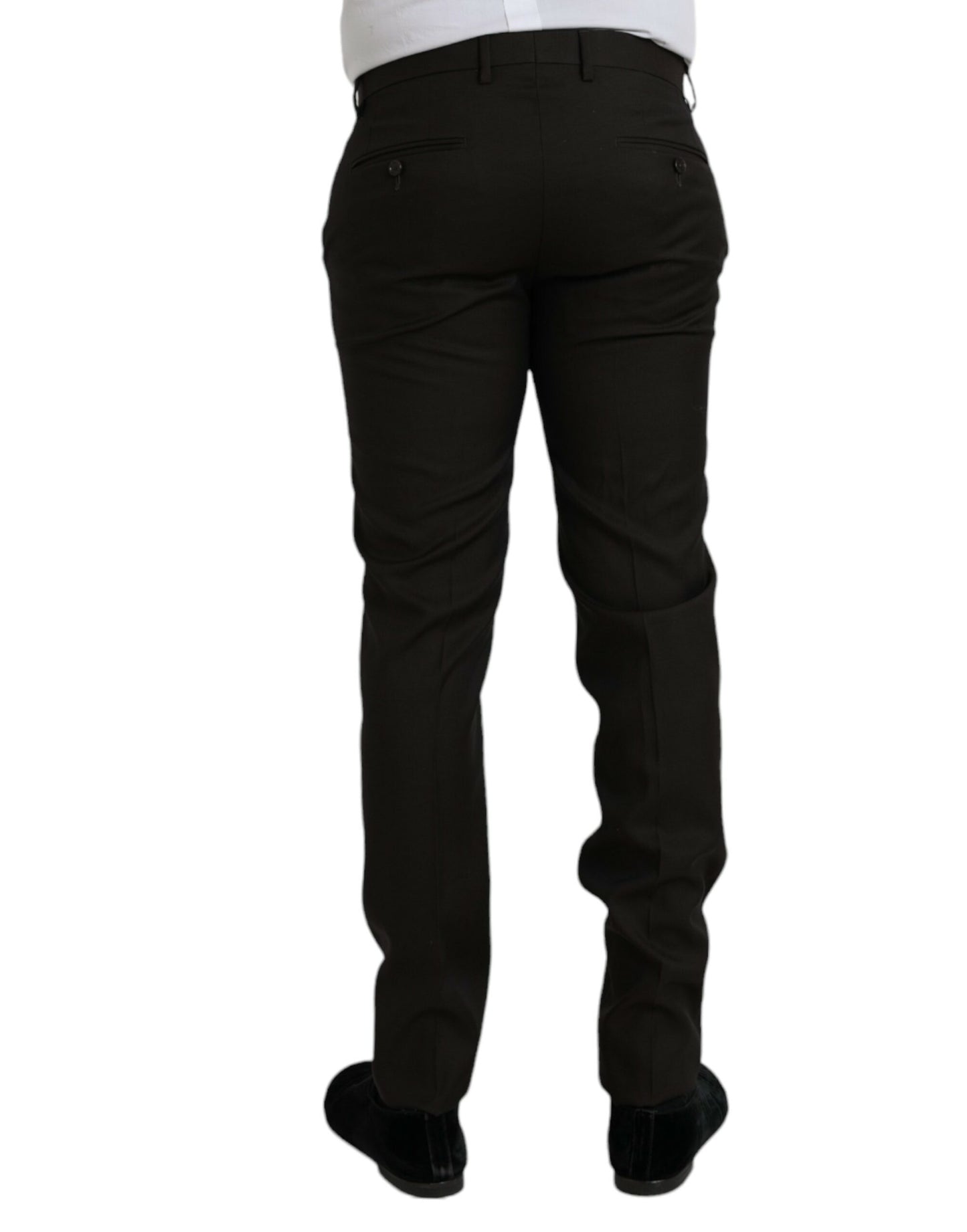 Dolce & Gabbana Dark Brown Wool Slim Fit Formal Pants Dolce & Gabbana