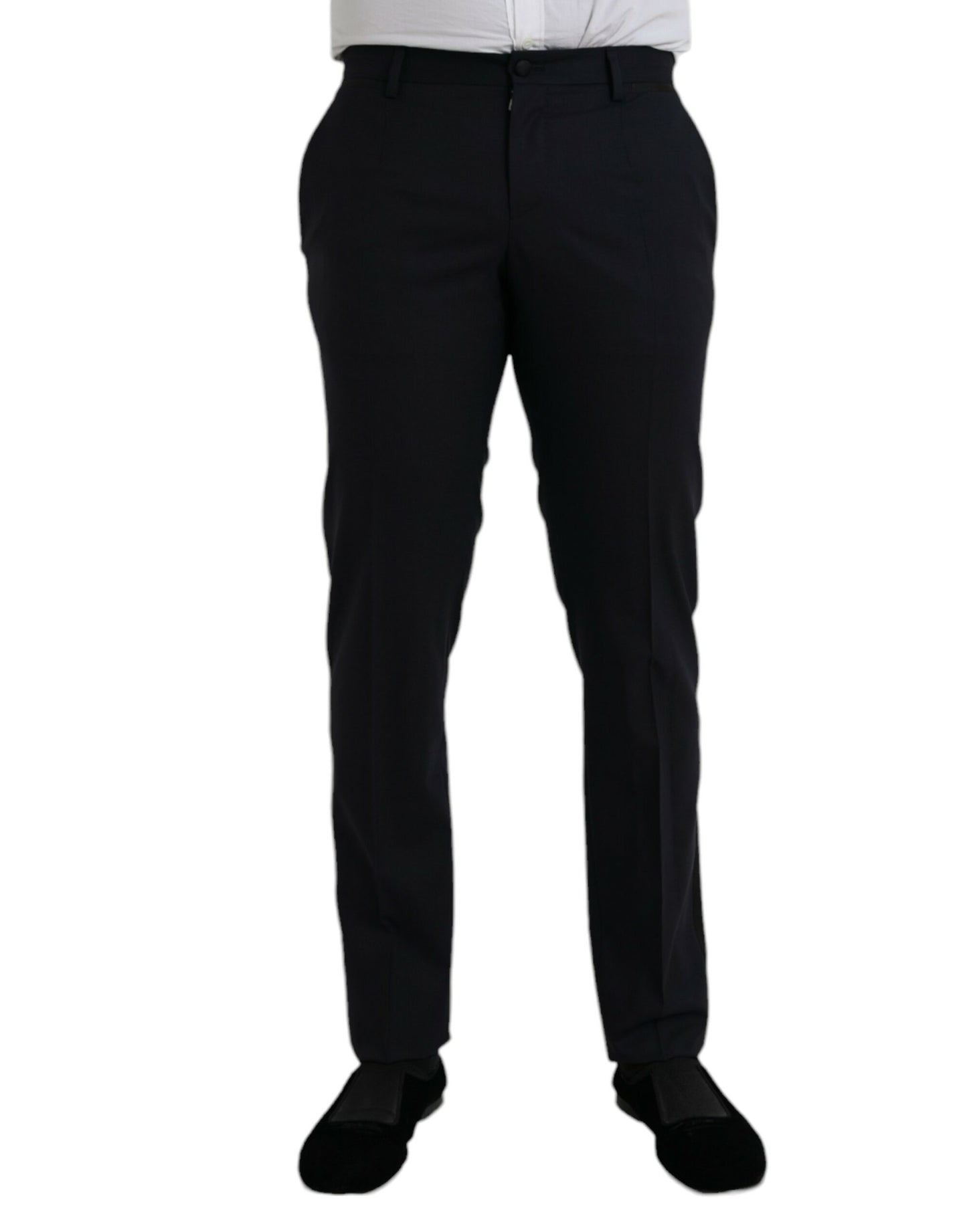 Dolce & Gabbana Dark Blue Wool Slim Fit Formal Pants Dolce & Gabbana