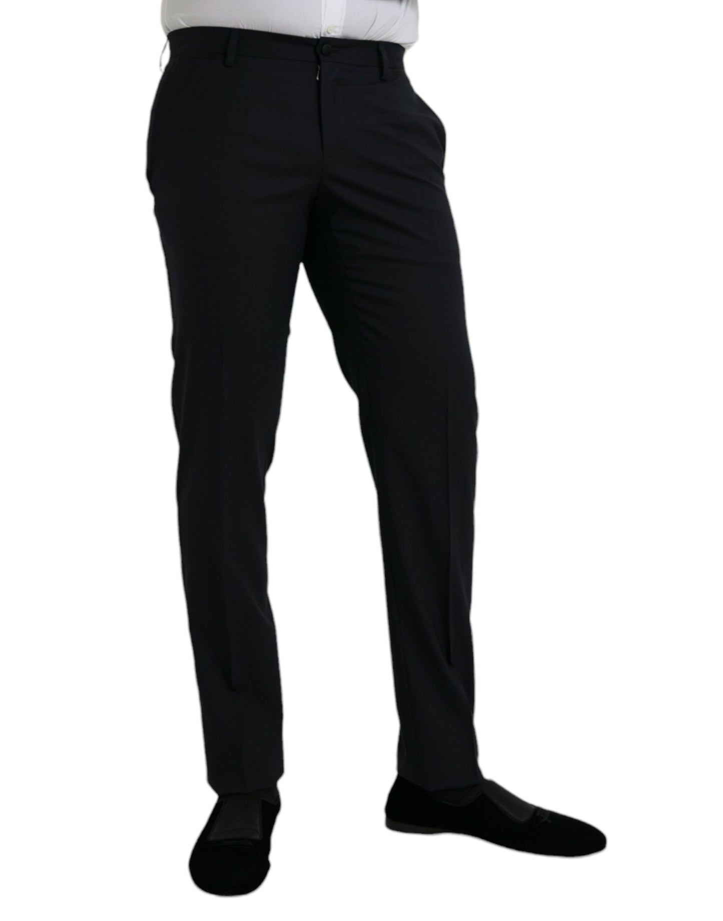 Dolce & Gabbana Dark Blue Wool Slim Fit Formal Pants Dolce & Gabbana