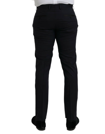 Dolce & Gabbana Dark Blue Wool Slim Fit Formal Pants Dolce & Gabbana