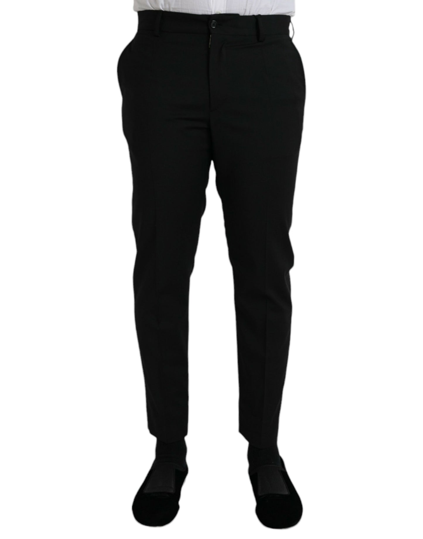 Dolce & Gabbana Black Wool SlimFit Dress Formal Pants Dolce & Gabbana