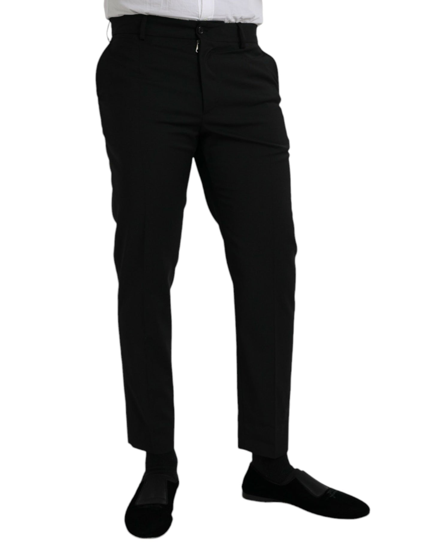 Dolce & Gabbana Black Wool SlimFit Dress Formal Pants Dolce & Gabbana