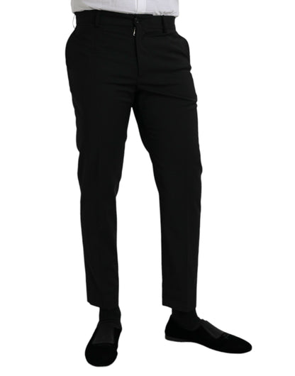 Dolce & Gabbana Black Wool SlimFit Dress Formal Pants Dolce & Gabbana