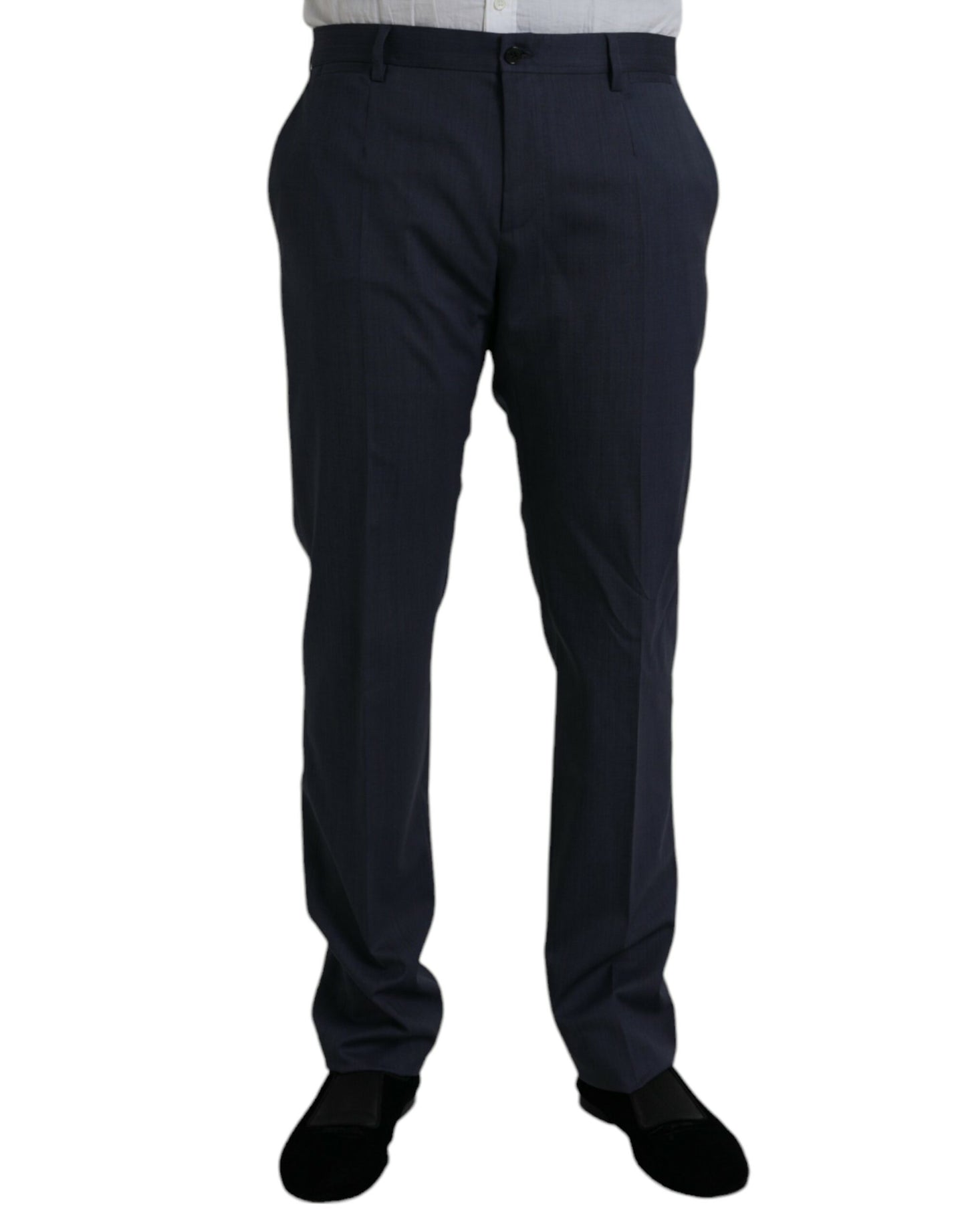 Dolce & Gabbana Blue Wool Slim Fit Dress Formal Pants Dolce & Gabbana