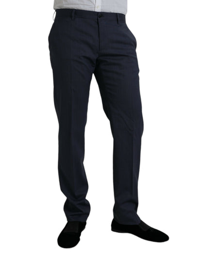 Dolce & Gabbana Blue Wool Slim Fit Dress Formal Pants Dolce & Gabbana