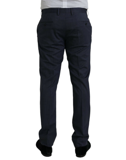 Dolce & Gabbana Blue Wool Slim Fit Dress Formal Pants Dolce & Gabbana