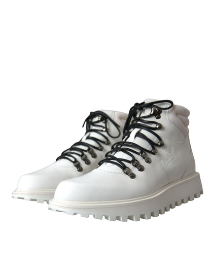 Dolce & Gabbana White Vulcano Trekking Men Ankle Boots Shoes Dolce & Gabbana