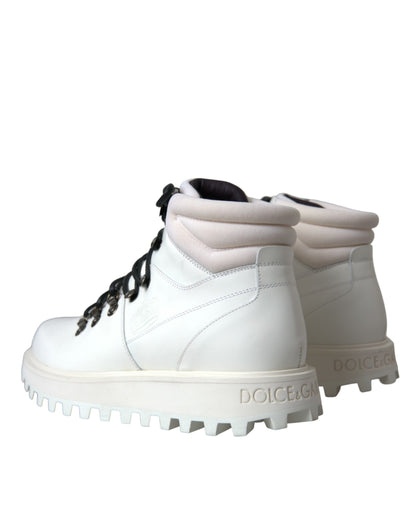 Dolce & Gabbana White Vulcano Trekking Men Ankle Boots Shoes Dolce & Gabbana