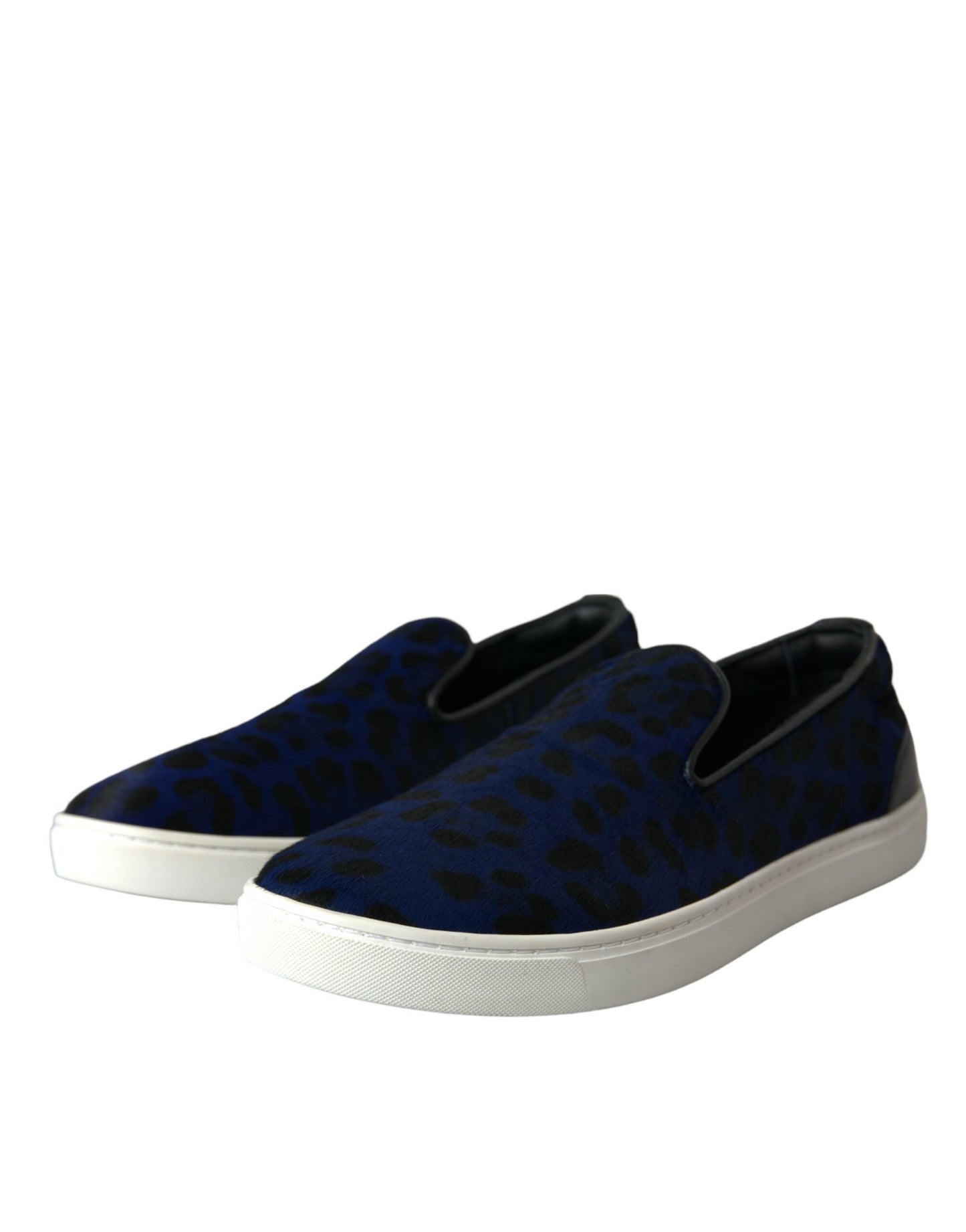 Dolce & Gabbana Blue Calfskin Hair Leopard Sneakers Shoes Dolce & Gabbana