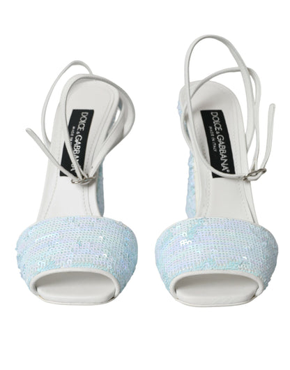 Dolce & Gabbana Light Blue Sequin Ankle Strap Sandals Shoes Dolce & Gabbana