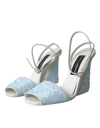 Dolce & Gabbana Light Blue Sequin Ankle Strap Sandals Shoes Dolce & Gabbana