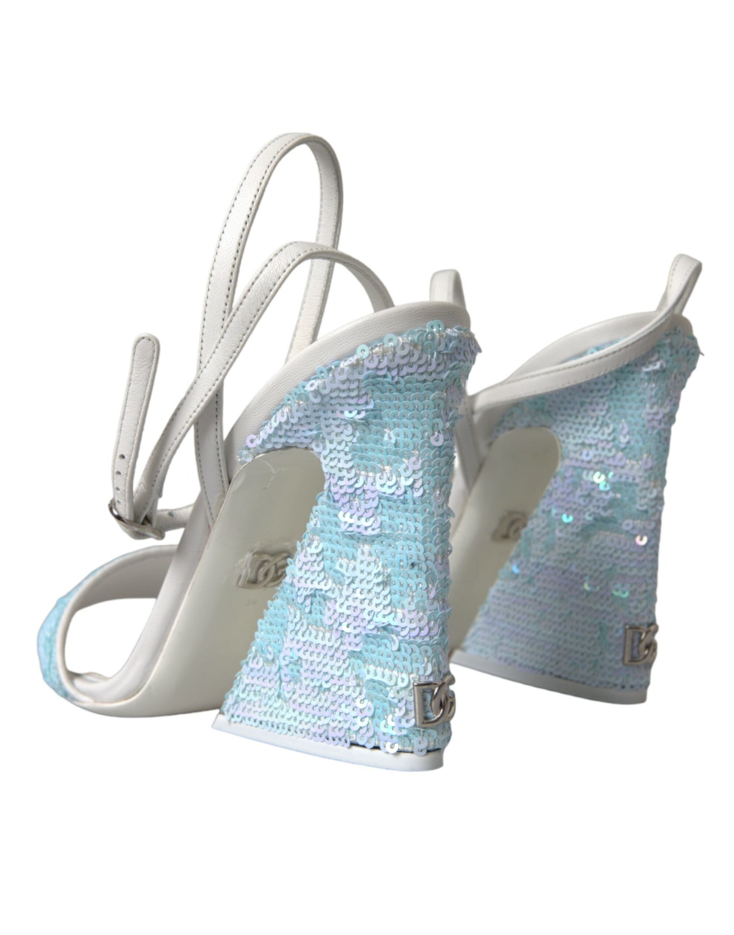 Dolce & Gabbana Light Blue Sequin Ankle Strap Sandals Shoes Dolce & Gabbana