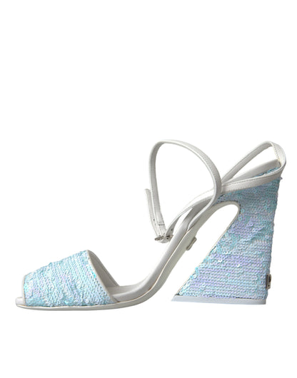 Dolce & Gabbana Light Blue Sequin Ankle Strap Sandals Shoes Dolce & Gabbana