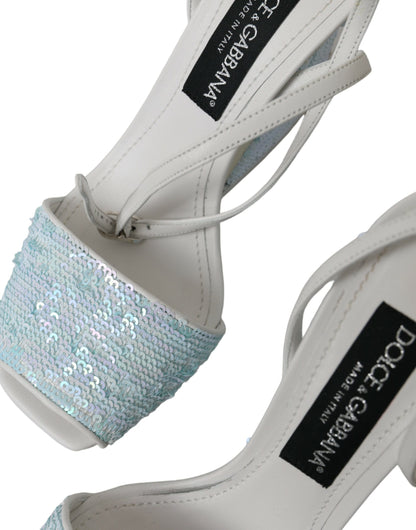 Dolce & Gabbana Light Blue Sequin Ankle Strap Sandals Shoes Dolce & Gabbana