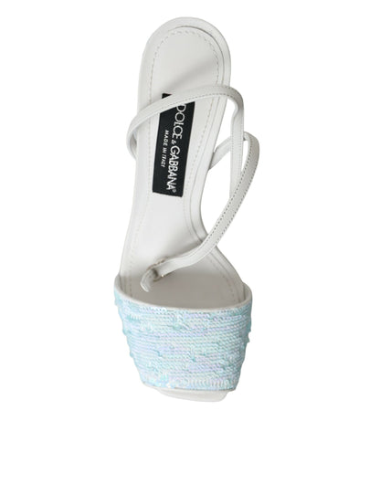 Dolce & Gabbana Light Blue Sequin Ankle Strap Sandals Shoes Dolce & Gabbana