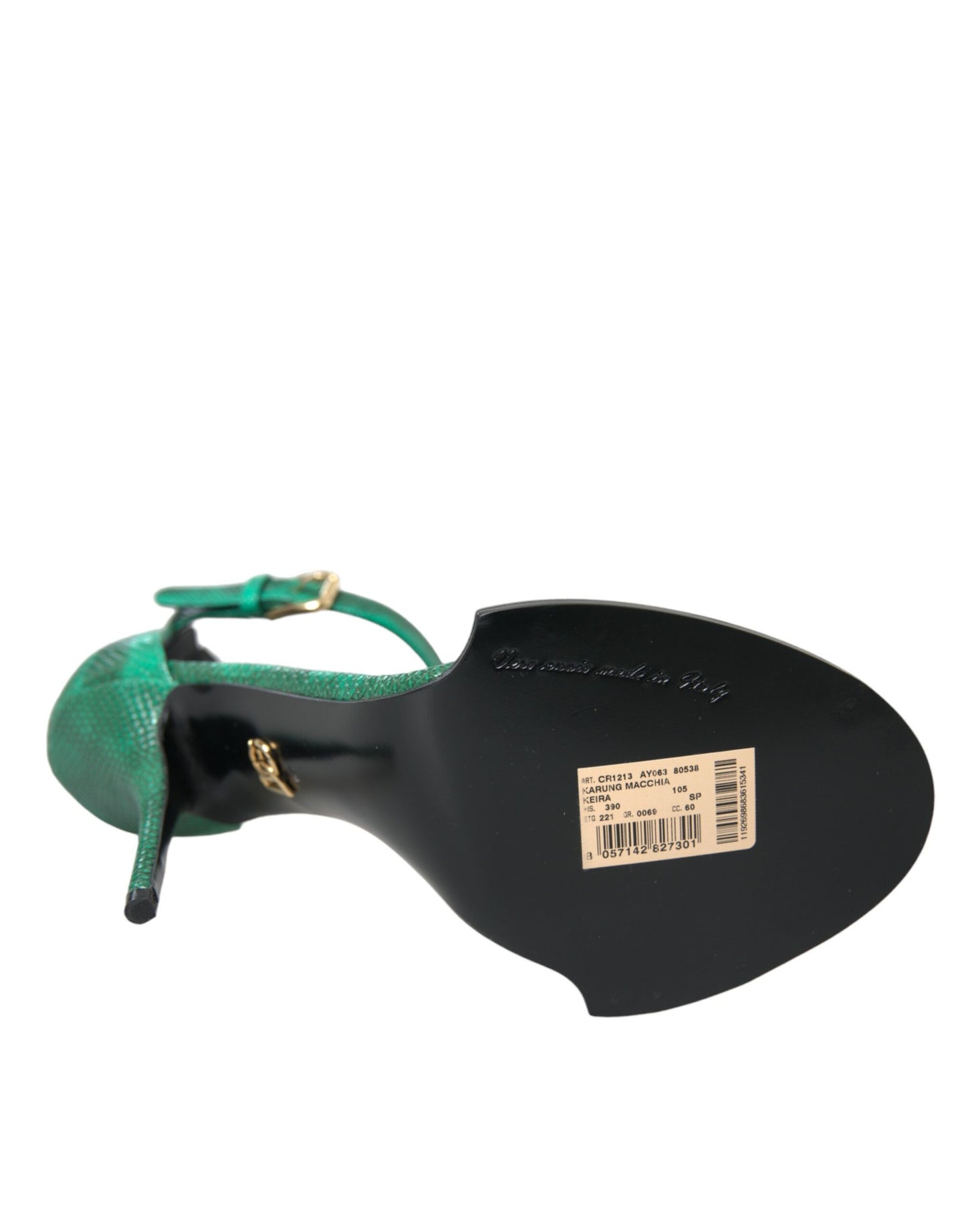 Dolce & Gabbana Green Exotic Leather Crystal Sandals Shoes Dolce & Gabbana