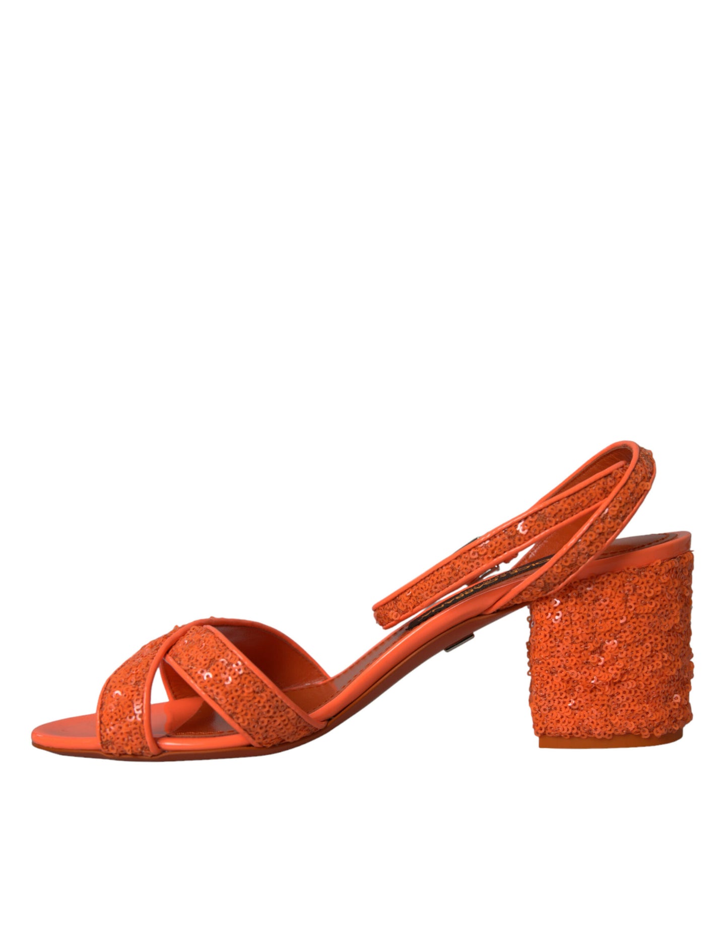 Dolce & Gabbana Orange Sequin Ankle Strap Sandals Shoes Dolce & Gabbana